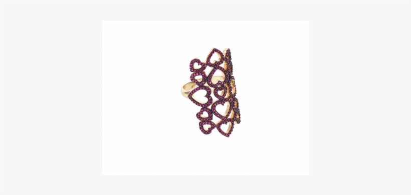 Multi Heart Ring Gold Vermeil With Ruby Red Pave Cz - Gold, transparent png download
