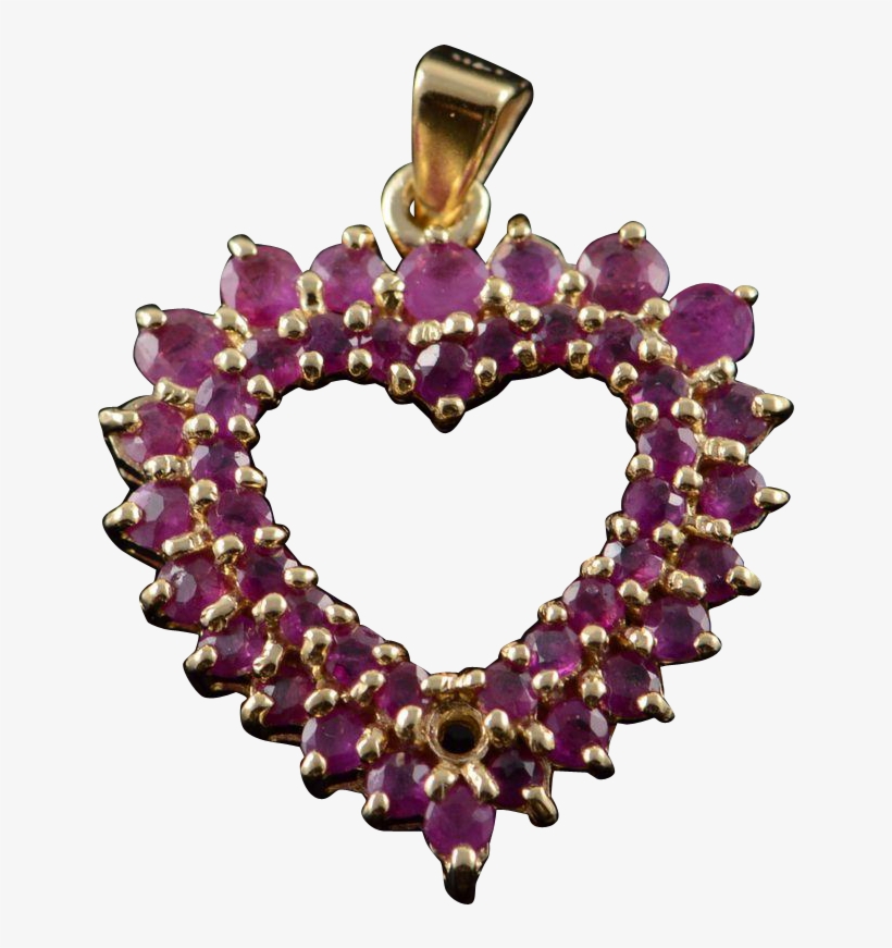 75 Ctw Ruby Heart Outline Charm/pendant Yellow Gold - Today I Am 7 Months Old, transparent png download