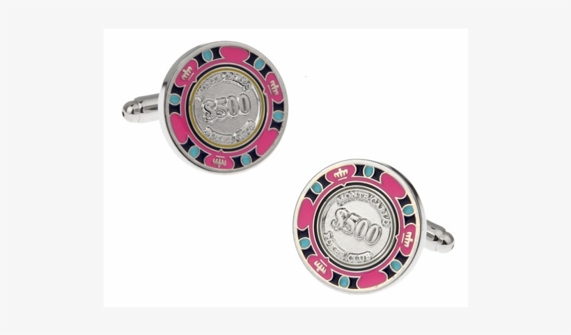 Pink Casino Chip Cufflinks With $500 - Poker Chip Cufflinks Pink Black Wedding Fancy Gift, transparent png download