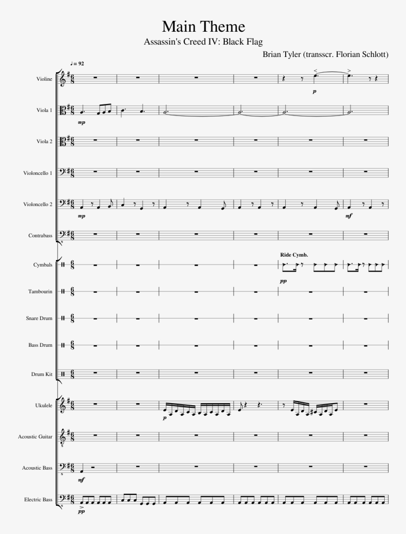 Main Theme Sheet Music Composed By Brian Tyler - Number, transparent png download