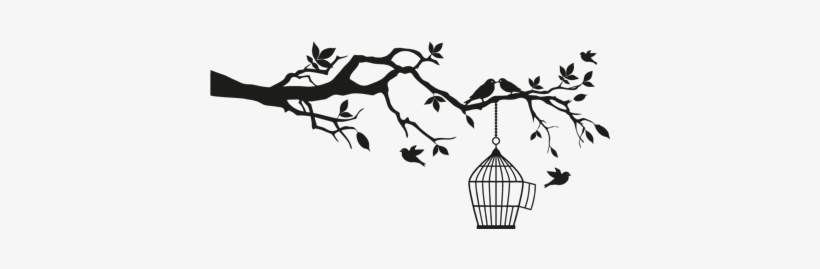 Pájaros En Rama, Vinilo Decorativo - Bird Tree Stencil Printable, transparent png download