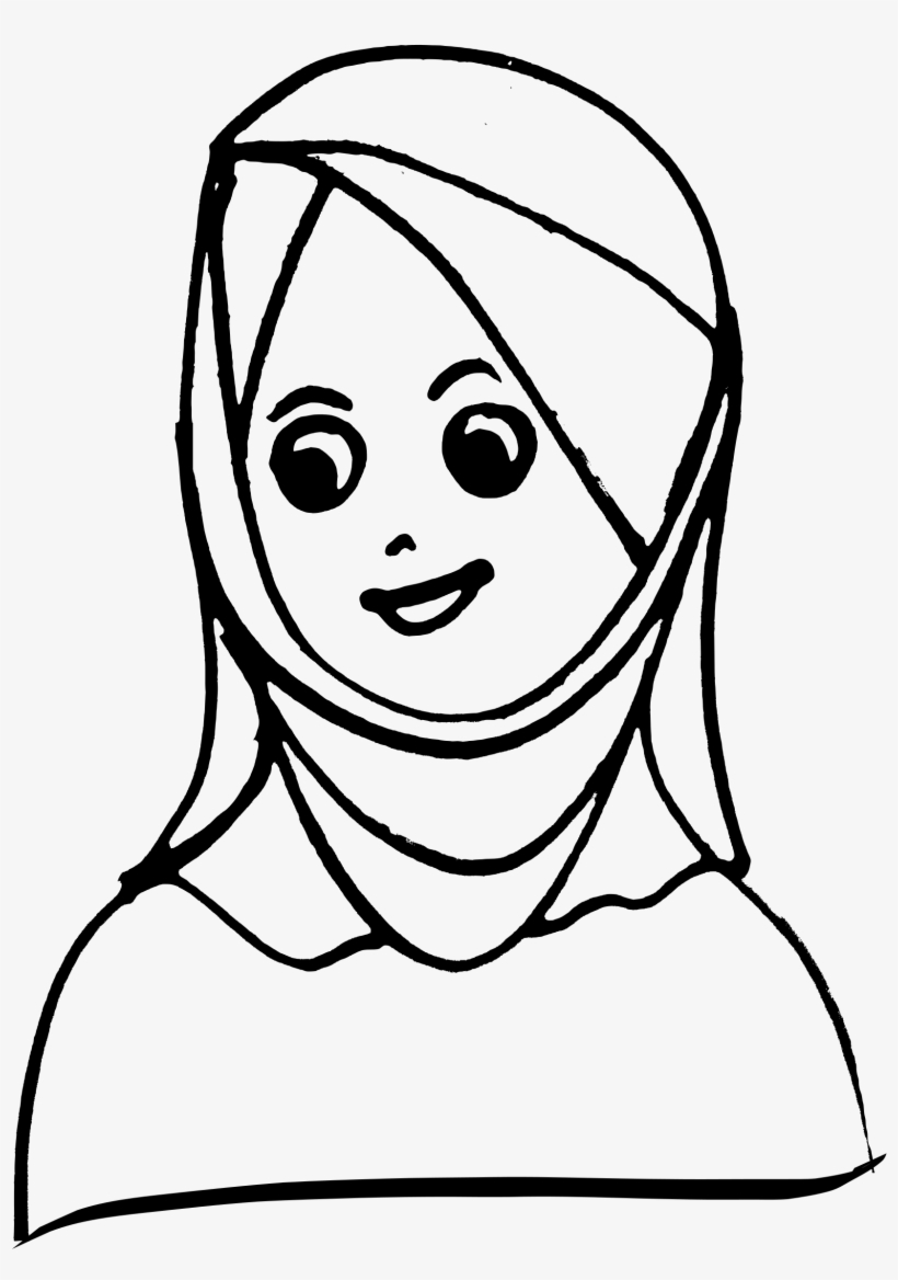 Big Image - Girl With Head Scarf Drawing, transparent png download