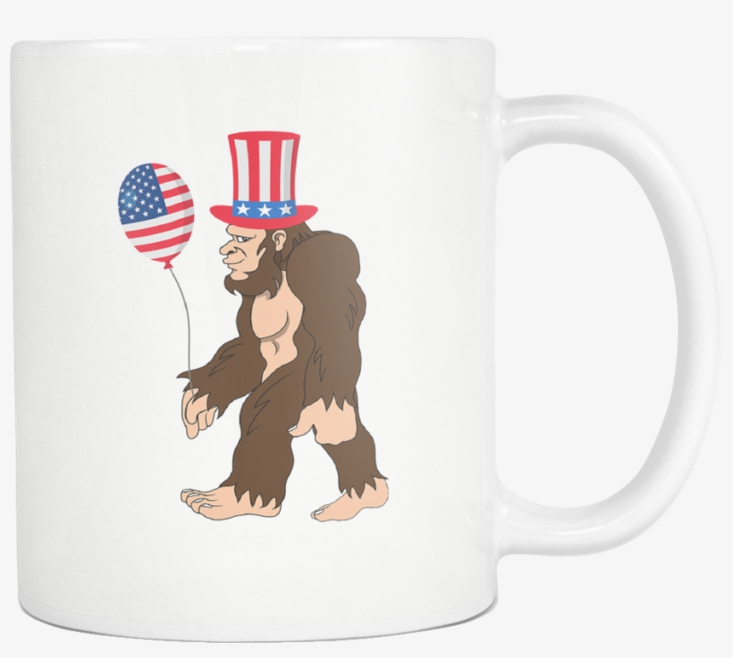 Bigfoot Sasquatch Baloon American Flag - Mug, transparent png download