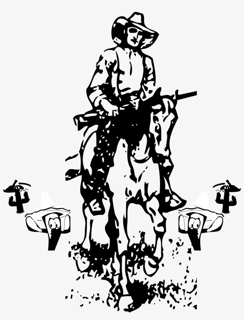Black, Free Image - Cowboy On Horse Shower Curtain, transparent png download