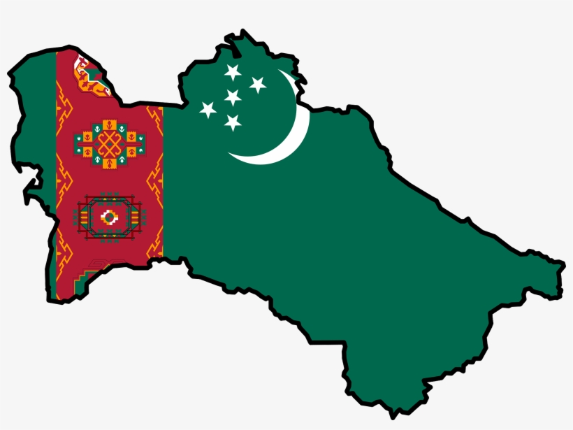 Turkmenistan Flag Map - Turkmenistan Map With Flag, transparent png download