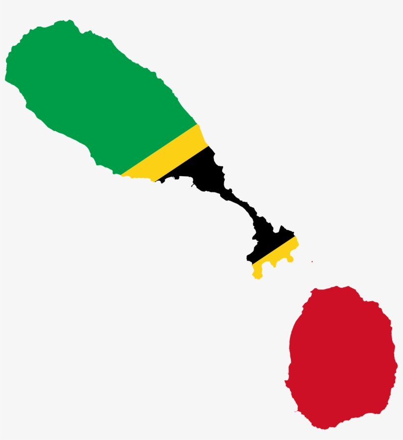 Saint Kitts And Nevis Png - St Kitts Flag With Map, transparent png download