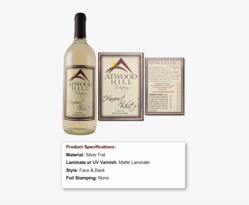 Red Hill And Yellow Sun Graphic With Silver Foil Atwood - Wine Label Samples, transparent png download