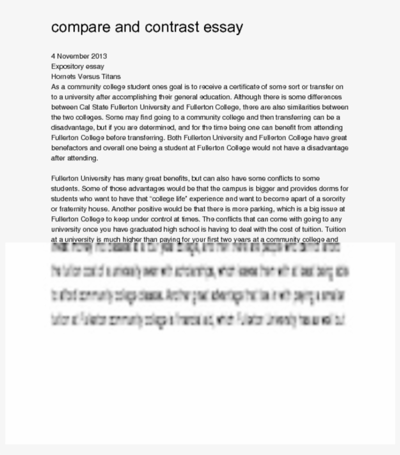 Compare And Contrast Essay4 November 2013expository - College, transparent png download