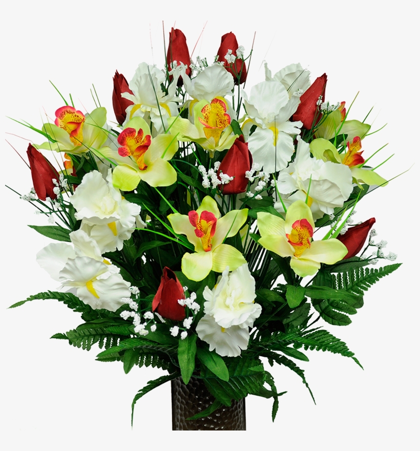 Red Tulip & White Iris Mix - Ruby's Silk Flowers Red Tulips And White Iris Silk, transparent png download