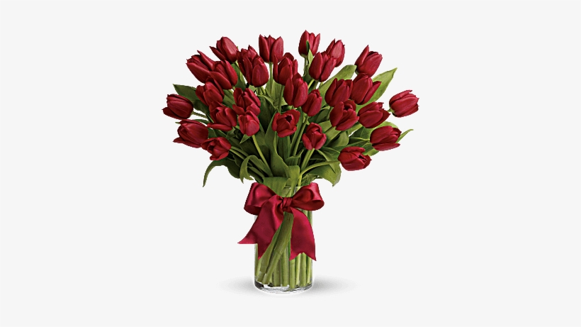 25 Red Tulips And Greens To Start This Valentines Day - Red Tulips Bouquet, transparent png download
