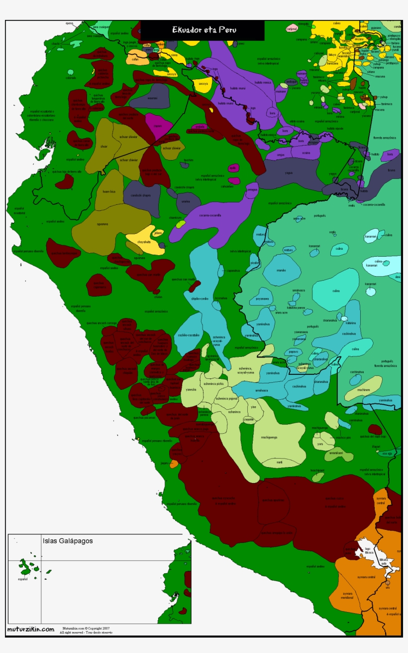 Linguistic Map Of Ecuador And Peru - Mapa Linguistico Del Peru, transparent png download