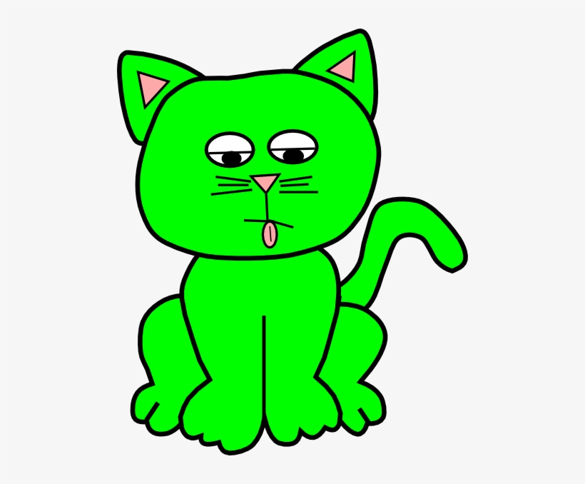 Worn Out Green - Clip Art Green Cat, transparent png download