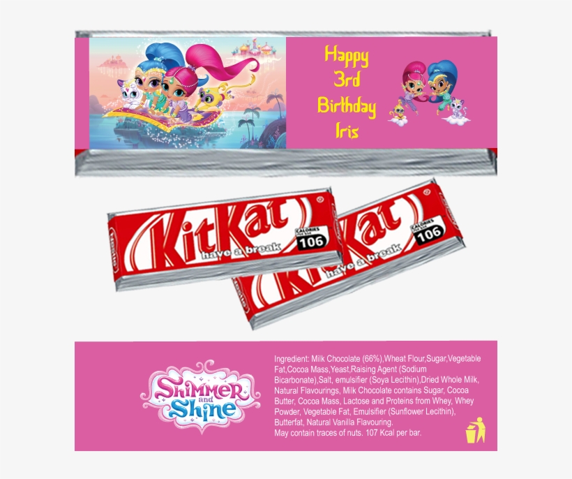 Shimmer & Shine Kitkat Wrappers - New Shimmer And Shine Birthday Party Edible Cake Topper, transparent png download