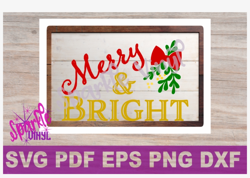Svg Christmas Merry And Bright Farmhouse Sign Stencil - Calligraphy, transparent png download