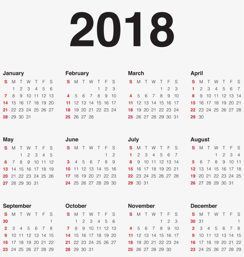 2018 Calendar Png Image File, transparent png download
