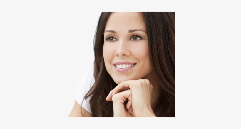Attractive Brunette Resting Chin On Folded Hands - Injectable Filler, transparent png download