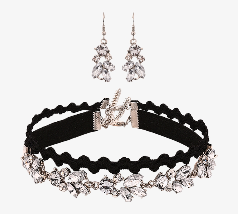 215775501 Layered Rhinestone Choker Necklace And Drop - Korean Women Jewelry Necklaces Layered Rhinestone Choker, transparent png download
