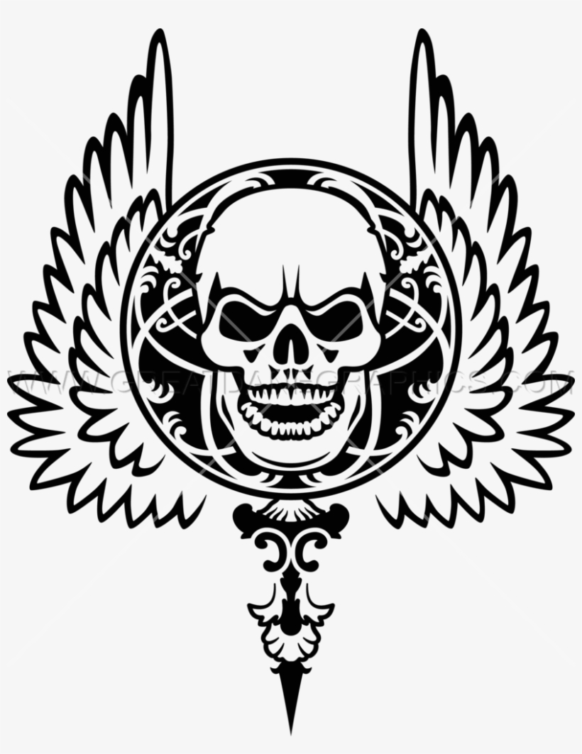Gothic Skull With Wings - Skull, transparent png download
