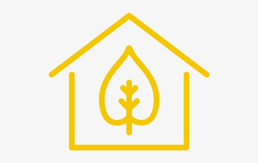 Yellow Icon Of A House With A Leaf In The Middle - Icon, transparent png download