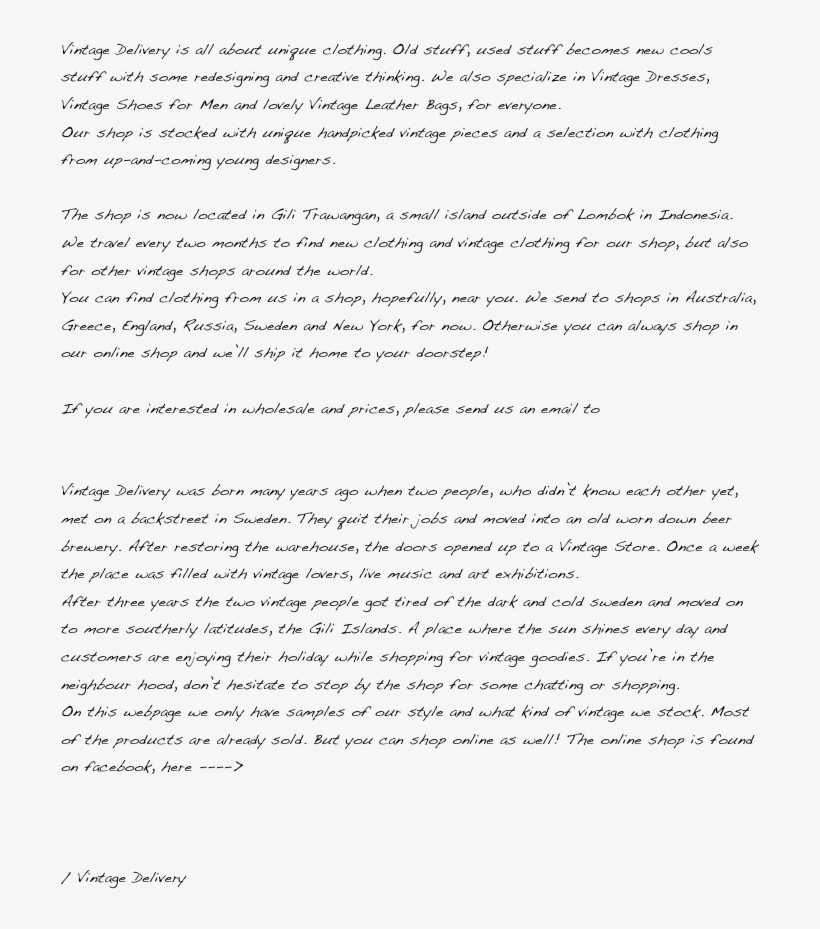 Vintage Delivery Is All About Unique Clothing - Document, transparent png download