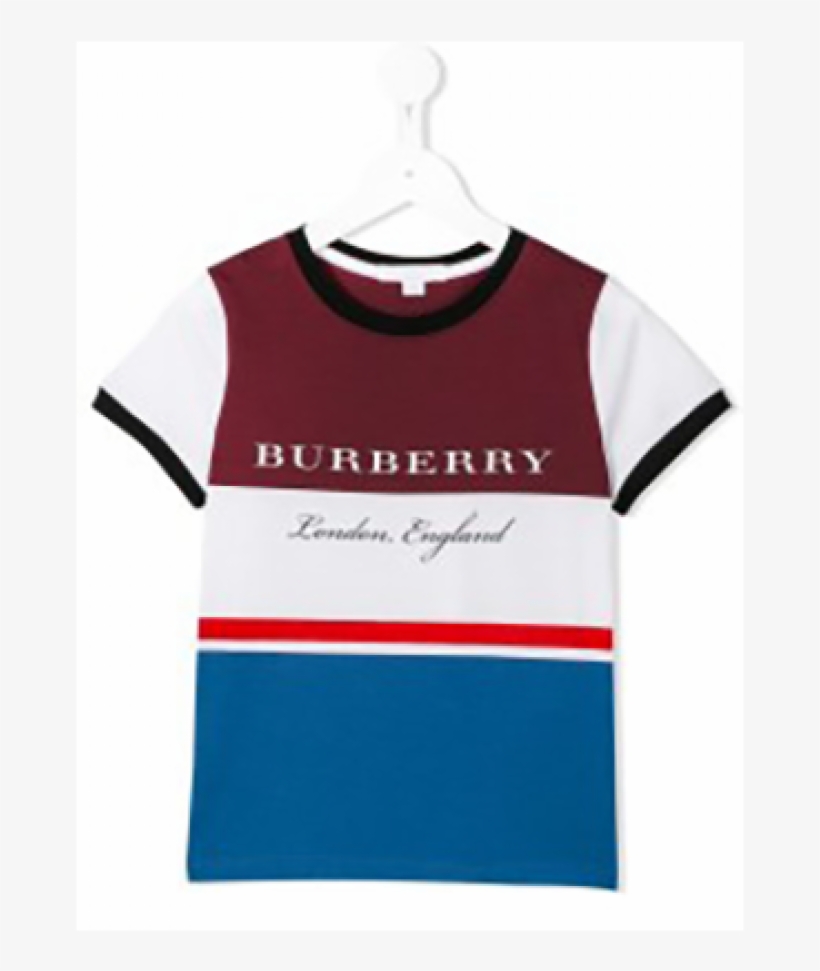 Burberry - Burberry Baumwoll-t-shirt Im Streifendesign , Size:, transparent png download