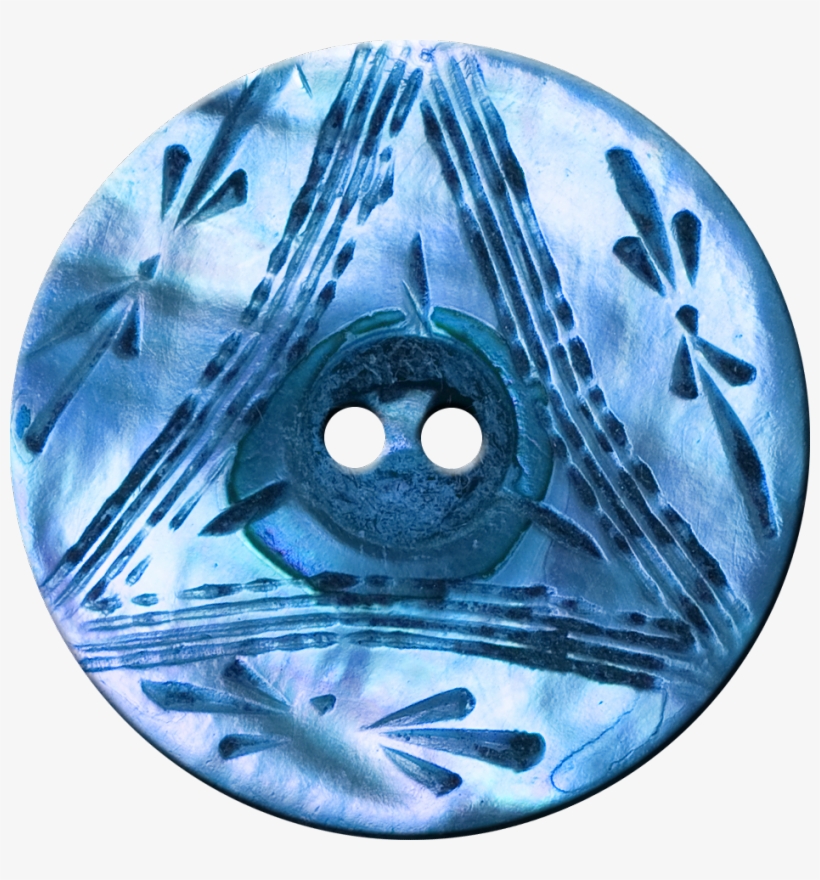 Button With Triangle And Floral Design, Blue - Circle, transparent png download