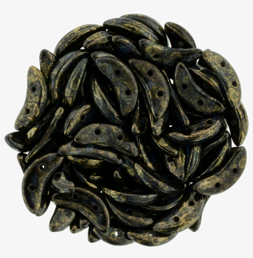 Czechmates 3x10mm Two Hole Crescent Jet Bronze Picasso - Bead, transparent png download