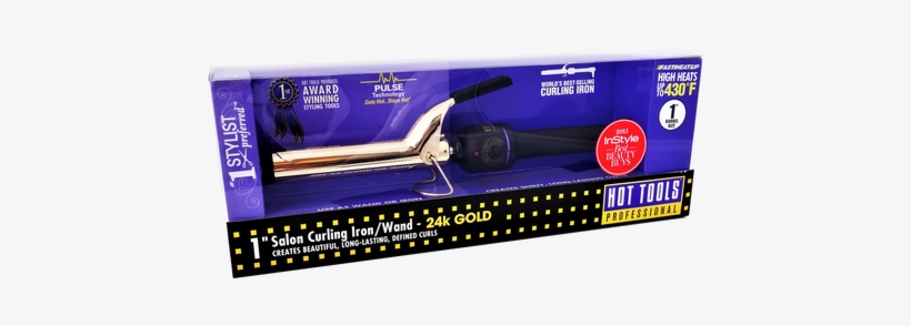 24k Gold Plated Surface Provides Even Heat Distribution - Hot Tools Professional 1181 Curling Iron With Multi-heat, transparent png download