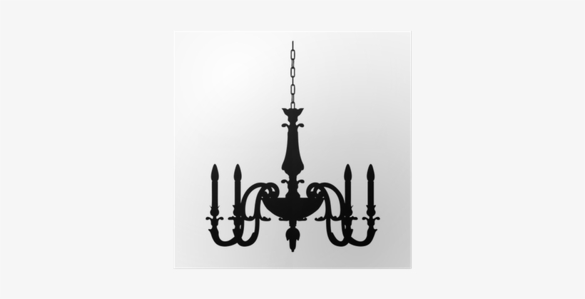 Chandelier Lamp Outline Vector Silhouette Poster • - Chandelier, transparent png download