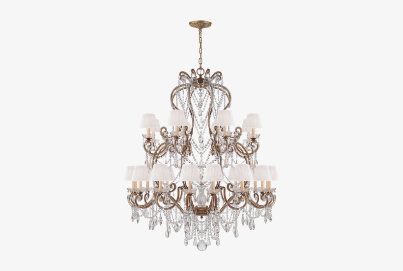 Adrianna Large Chandelier In Gilded Iron And Crystal - Silver Leaf Chandelier Large, transparent png download