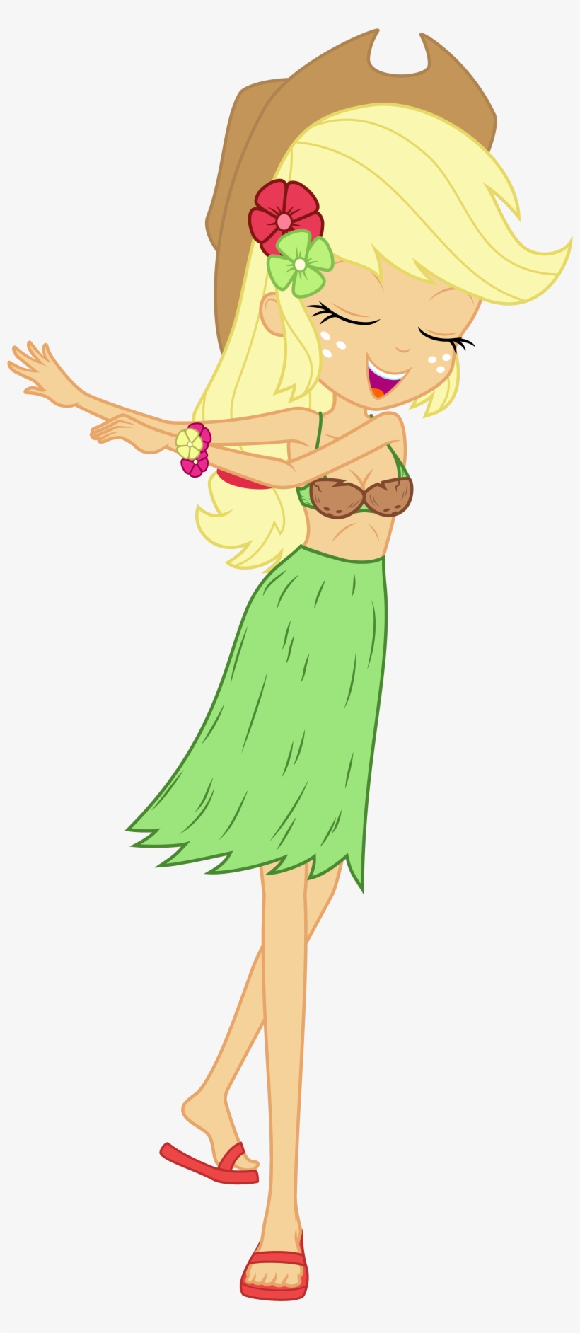 Discorded, Barefoot, Breasts, Cleavage, Clothes, Coconut - Applejack, transparent png download