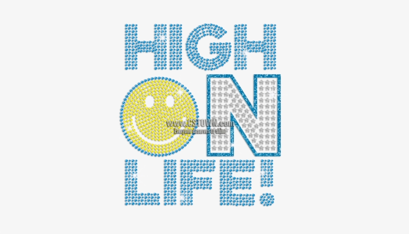 High On Life Emoji Hotfix Rhinestud Glitter Transfer - Circle, transparent png download