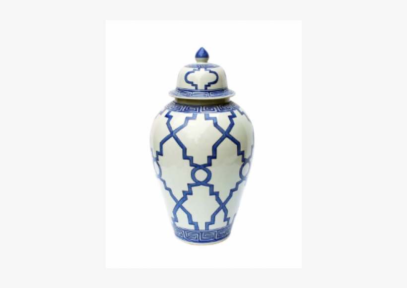 Blue And White Greek Key Grids Heaven Jar At Belleandjune - Vase, transparent png download