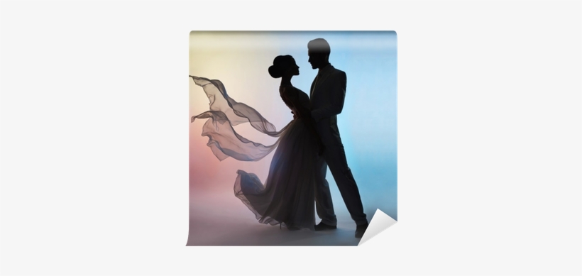 Wedding Couple Silhouette Groom And Bride On Colors - Wedding Couple Silhouette, transparent png download