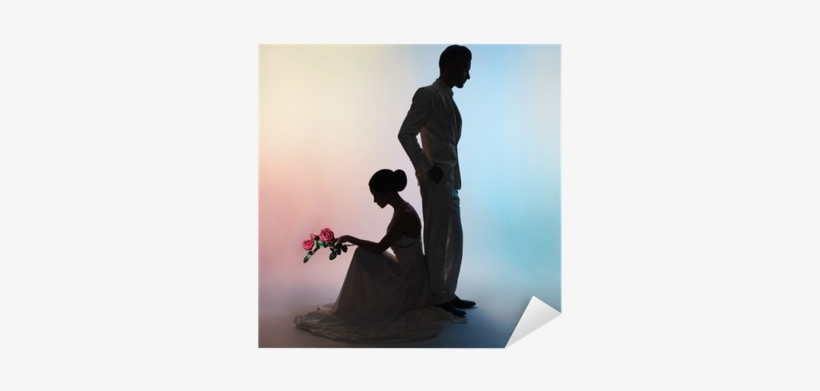 Wedding Couple Silhouette Groom And Bride On Colors - Silhouette, transparent png download