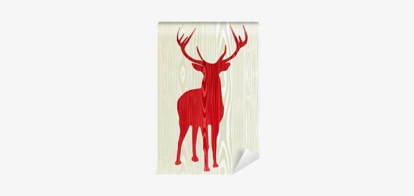 Christmas Wooden Reindeer Silhouette Wall Mural • Pixers® - Christmas Series Cotton Linen 18" X 18" Decorative, transparent png download