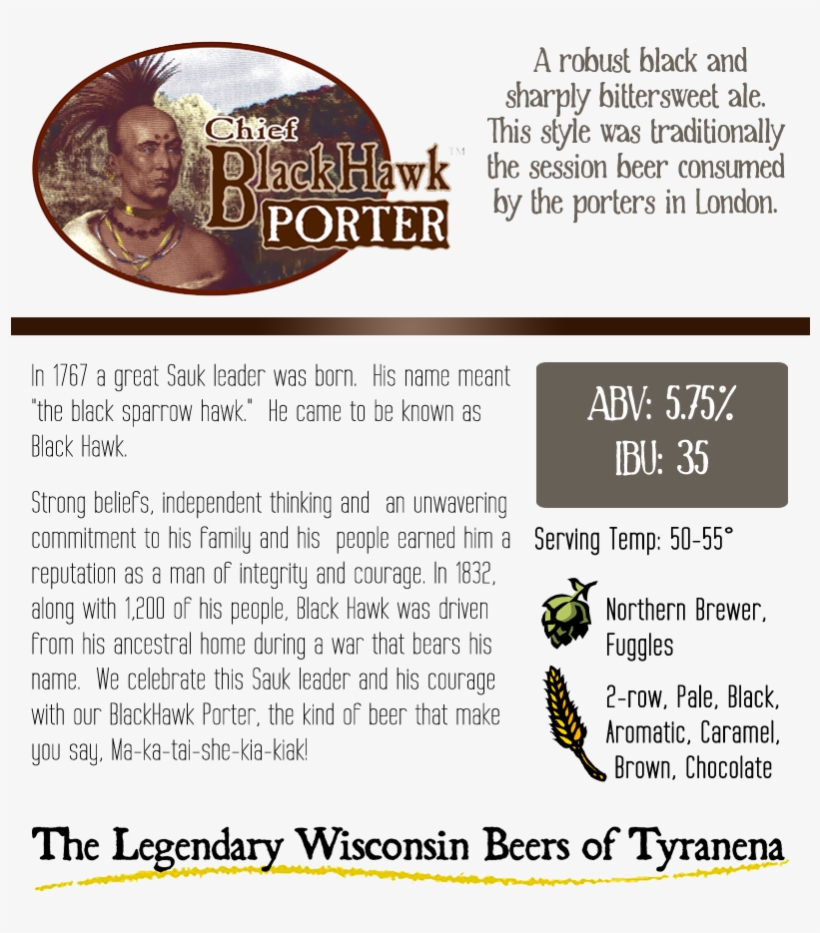 Tyranena Chief Blackhawk Porter, transparent png download