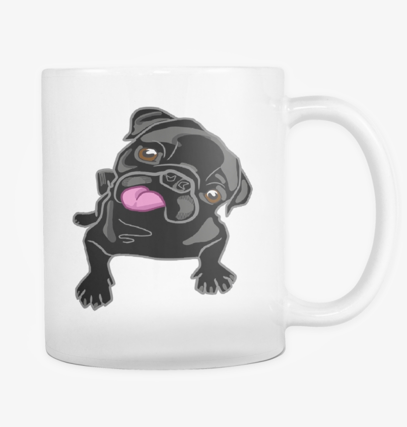 Black Pug Puppy White Mug - Stickers De Pug, transparent png download