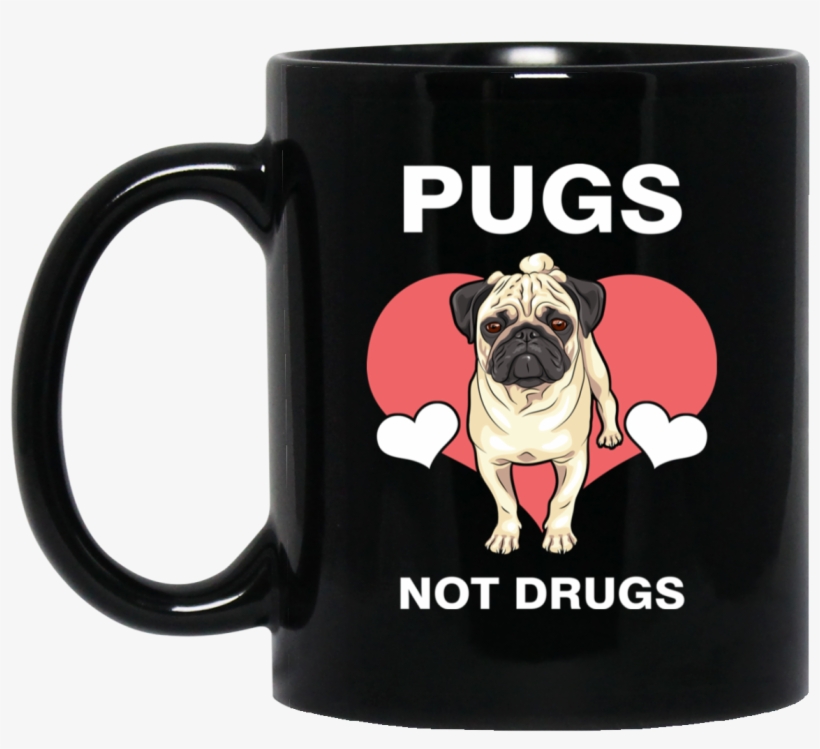 Dog Lovers Gift Love Pugs Not Drugs 11 Oz Black Mug - Resting Witch Face Disney, transparent png download