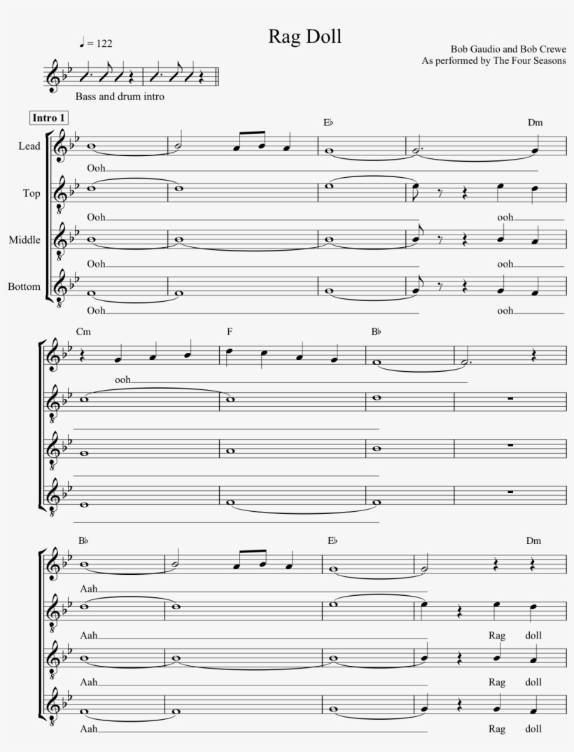 Rag Doll - Lyrics - Sheet Music, transparent png download