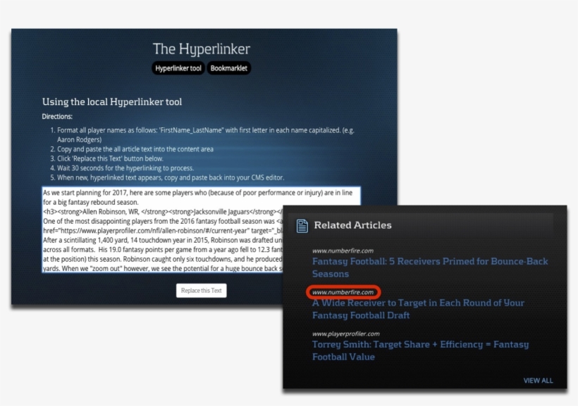 The Hyperlinker Interface And Related Articles Panel, transparent png download