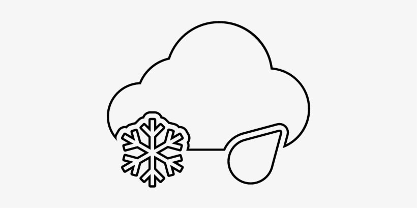 Rain And Snow Cloud Thin Outline Vector - Snowflake, transparent png download