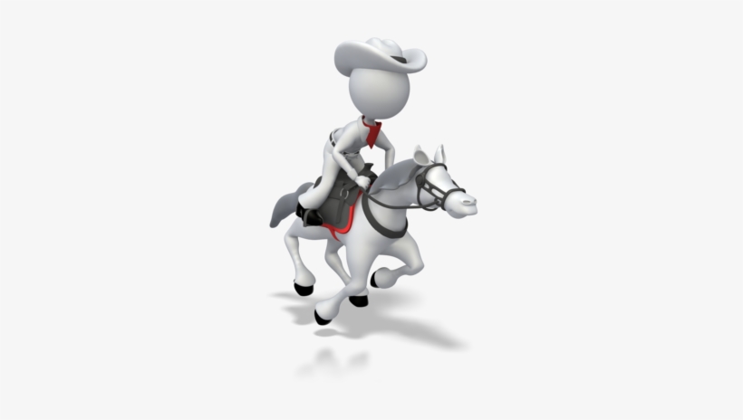 Cowboy Riding Horse 400 Clr - 3d Man Riding Horse, transparent png download