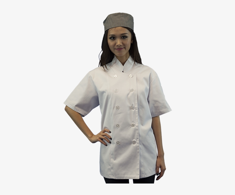 Women's Chef Coat With Plastic Button Short Sleeve - Chef, transparent png download