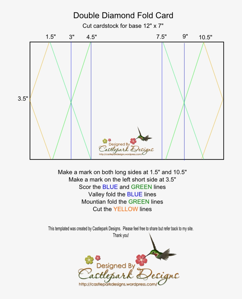 Double Diamond Fold Template 698×976 Pixels - Double Diamond Card Tutorial, transparent png download