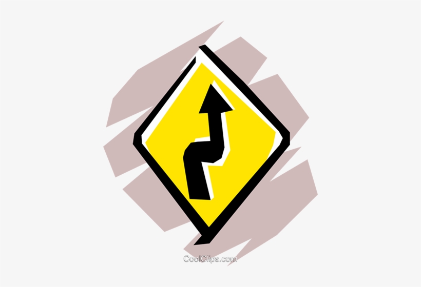 Winding Road Sign Royalty Free Vector Clip Art Illustration - Clip Art, transparent png download