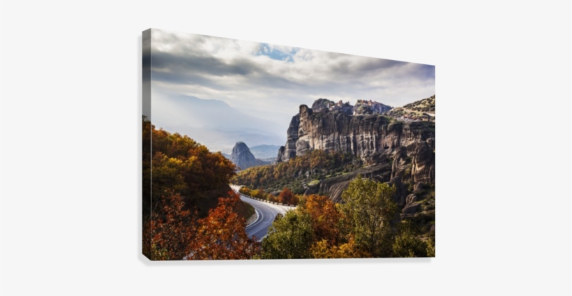 Monasteries Perched On Cliffs And A Winding Road In - Printscapes Wall Art: 36" X 24" Canvas Print With Black, transparent png download