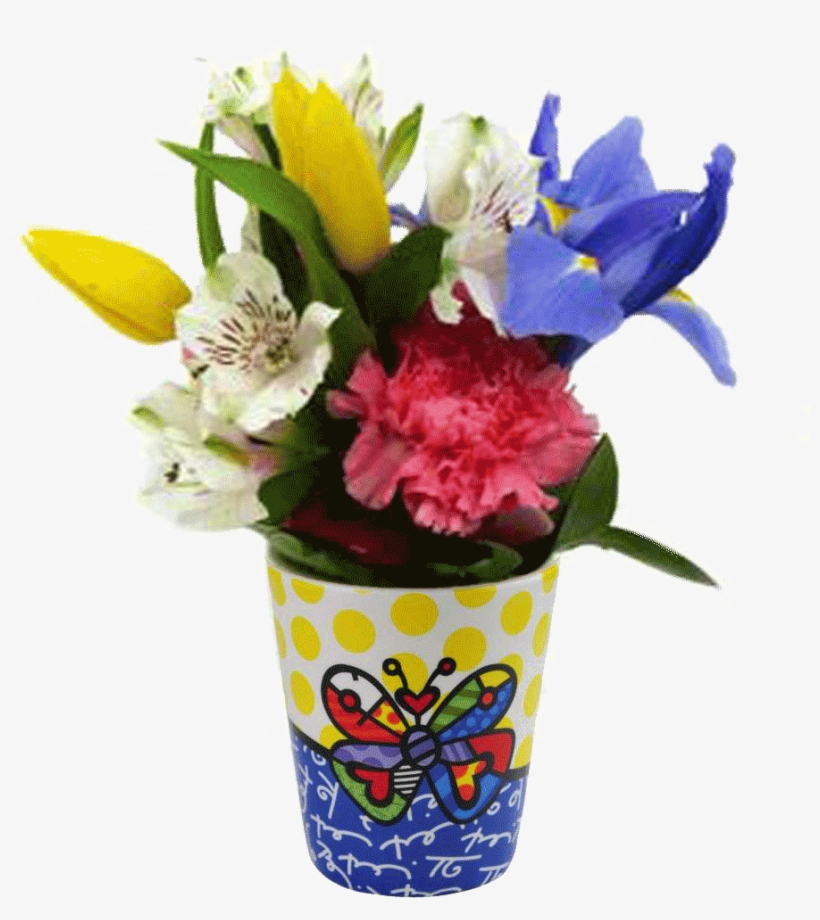 Britto Toothbrush Holder With Flowers - Set Of Soap Dispenser & Dish, transparent png download
