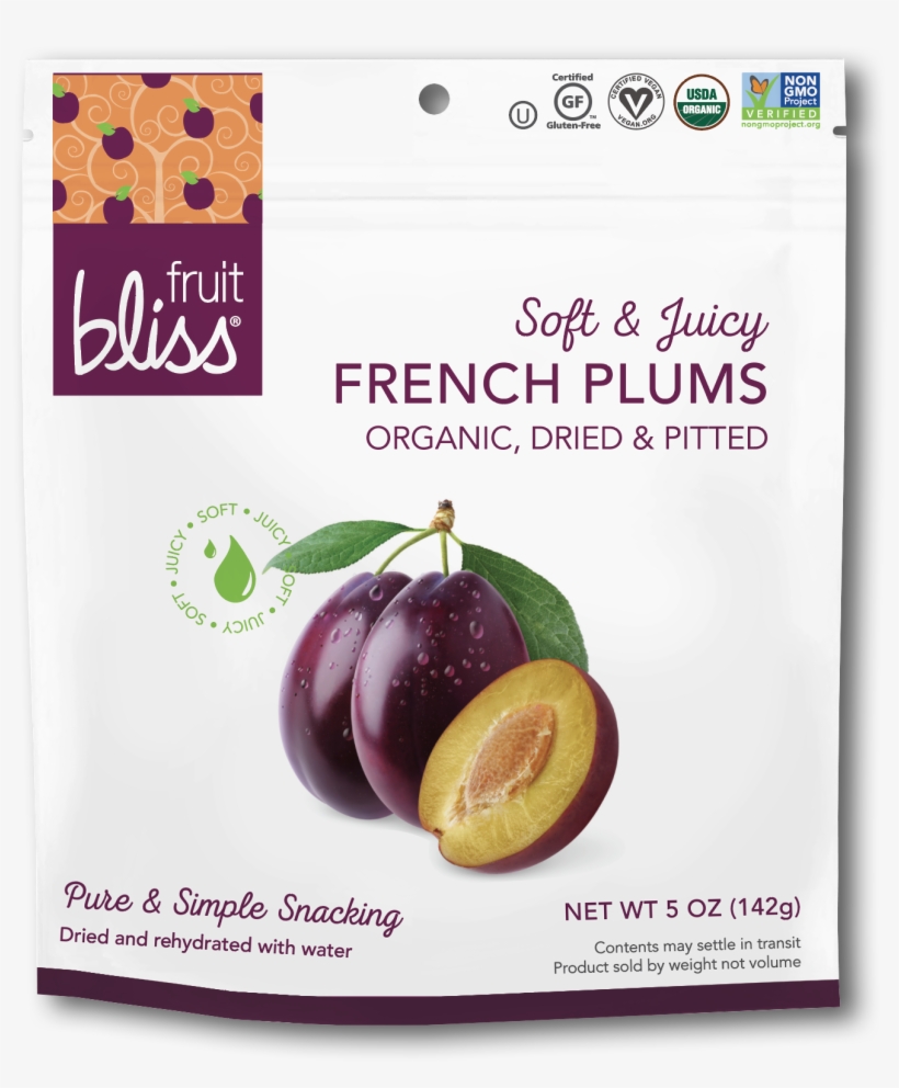 Organic French Agen Plums 5 Oz - Fruit Bliss - Organic French Agen Plums - 5 Oz., transparent png download