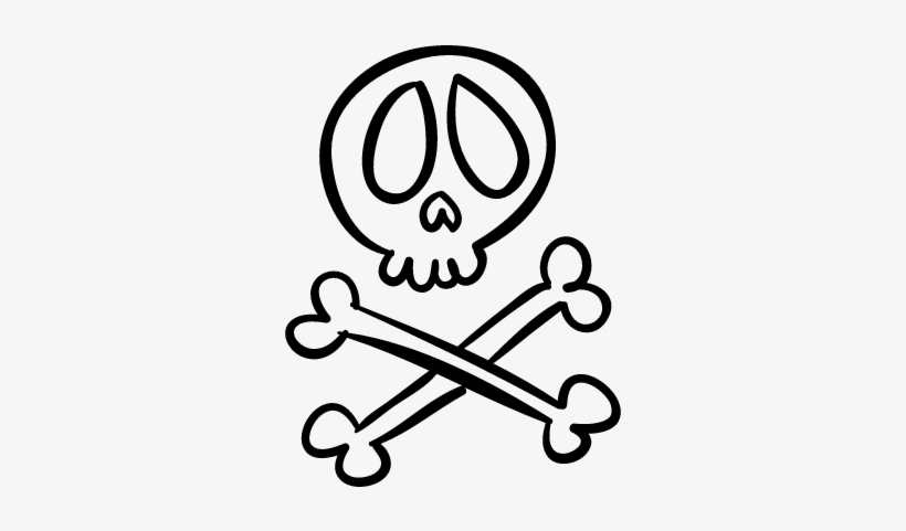 Halloween Human Skull And Bones Cross Outlines Vector - Halloween Skull And Crossbones, transparent png download